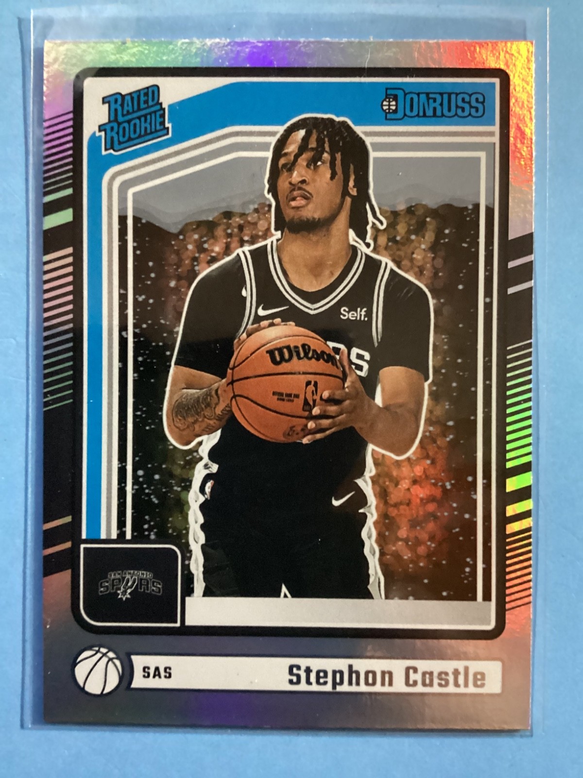 2024-25 Panini Donruss Rated Rookie (RC) Stephon Castle #244 Holo Winter Spurs