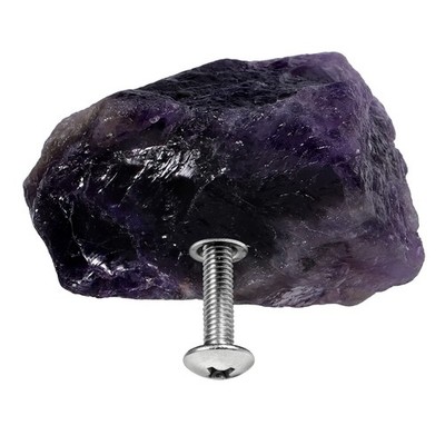 2pcs Natural Raw Amethyst Crystal Cabinet Knobs, Rough Stone Dresser Drawer C...