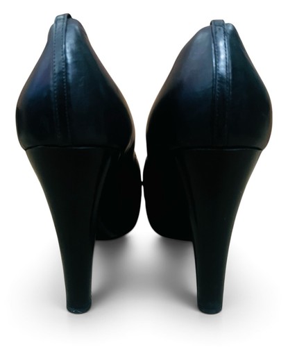 JILL SANDER SCHWARZ LEDER 4,5" PLATEAU STILETTO PUMPS GR EU 39 US 8,5 ITALIEN - Bild 6 von 9