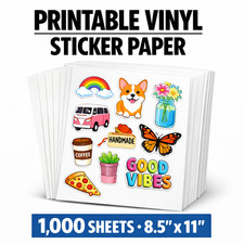 Matte Printable Vinyl Sticker Paper 8.5x11 Waterproof Inkjet Laser Cricut 1000