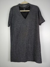 Zara Womens Tunic Mini Dress Black Silver Sz Small Glitter 2000