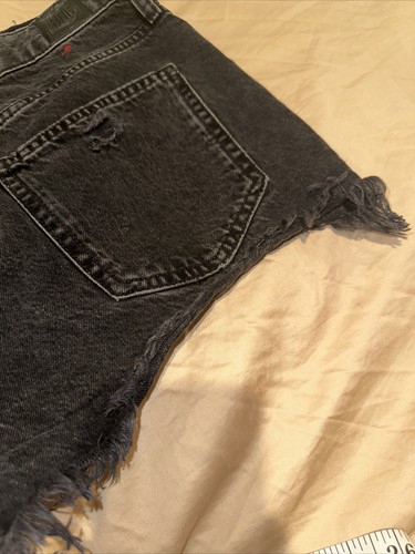 BDG Urban Outfitters Black Denim Shorts Sz 30 High-Rise Frayed Hem Jean Cutoffs - Picture 10 of 12
