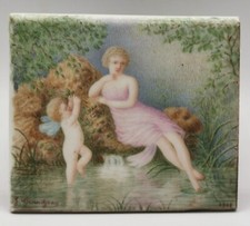 Jehanne GRANDJEAN miniature Porcelaine 1928 Nymphe Tanka Japon Paris art deco