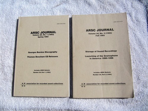 ARSC Journal 1993 Vol 24 No 1 & 2 Association for Recorded Sound Collections