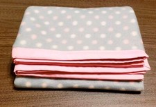 Handcrafted Polkadots On Gray 30x36in Baby/Toddler Fleece Blanket PinkTrim-Gift