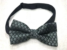 L&M FASHION MENS ADJUSTABLE BOW TIE BLACK WITH GREEN NWOT