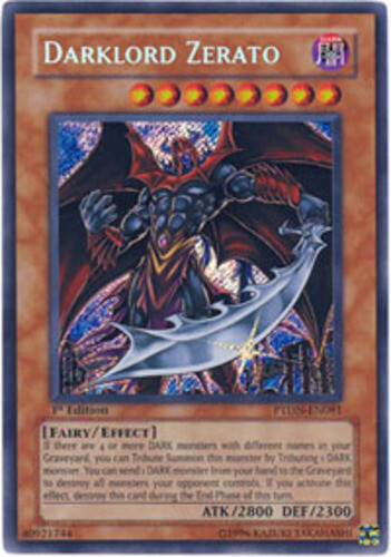 2008 YUGIOH 1ST ED PTDN-EN081 DARKLORD ZERATO SECRET RARE PSA 9