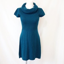 Calvin Klein Dark Green Knit Sweater Office Short Sleeve Dress Sz Extra Small