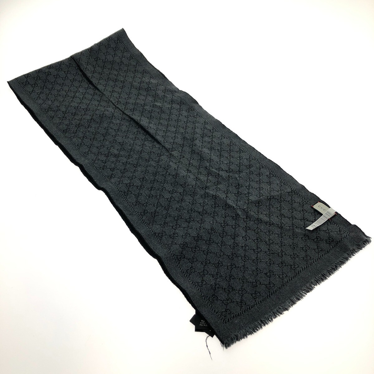 GUCCI ダークグレー マフラー ストライプ GUCCI グッチ ストール ウール100% GG柄 マフラー ユニセックス