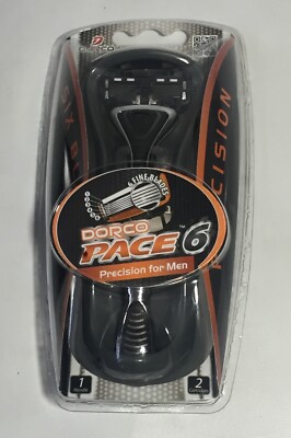 Dorco Pace 6 Razor for Men Handle and 2 Cartridges w/ 6 Precision Blades Sealed