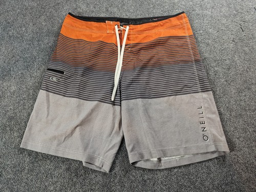 O’Neill Shorts  Mens 38 Swim Trunks Board Shorts John John - Gray Orange  - Picture 1 of 13