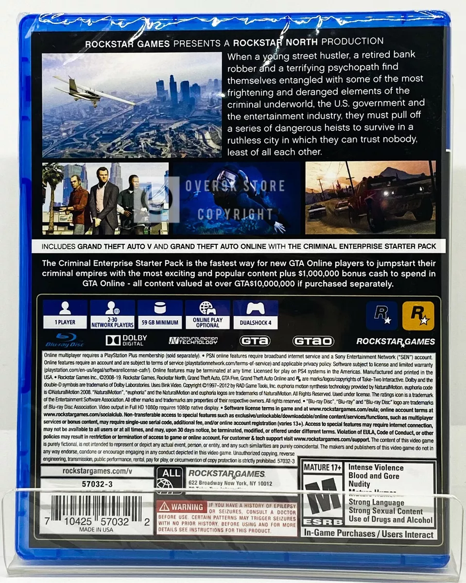 Grand Theft Auto V 5 PS4 PLAYSTATION 4 NEW SEALED FIRST PRINT NOT