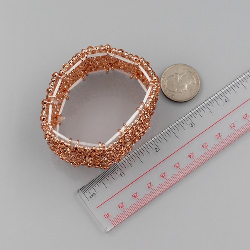 Bracciale elastico bracciale matrimonio strass cristallo placcato ORO ROSA 5 regalo - Foto 5 di 5