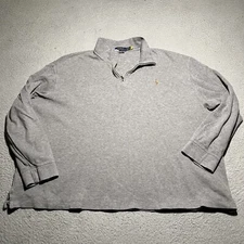 Polo Ralph Lauren Sweater Mens XXL 1/4 Zip Pullover Estate Rib Gray Flesh Pony