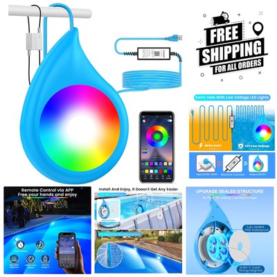 Elegant Underwater Pool Lights - 10W RGB Dimmable, Magnetic & App Controlled