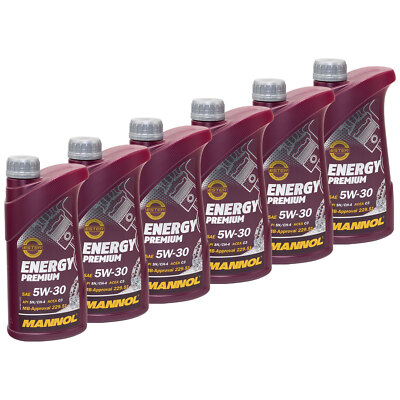 Motoröl Öl 6 X 1 Liter Motor Motoren MANNOL 5W-30 Energy Premium API SN BMW VW