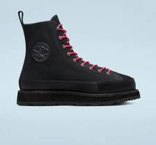 Scarpe stivali da terra NUOVI CONVERSE Chuck Taylor in pelle lavorata nero rosa 173213c