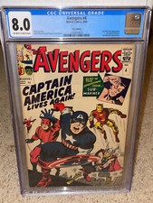Avengers #4 CGC 8.0 Marvel 1964 U.K. Edition! 1st Silver Captain America! L10 cm