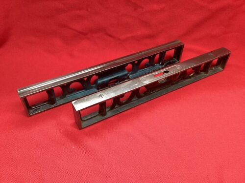 Vintage Starrett 12-1/2ā Double Plumb Iron Spirit Levels PAIR 3 Vial LšK ! - Picture 16 of 16