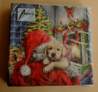 20 Servietten Welpen Hunde Kamin Weihnachtsmann 1 Packung Weihnachten Ambiente