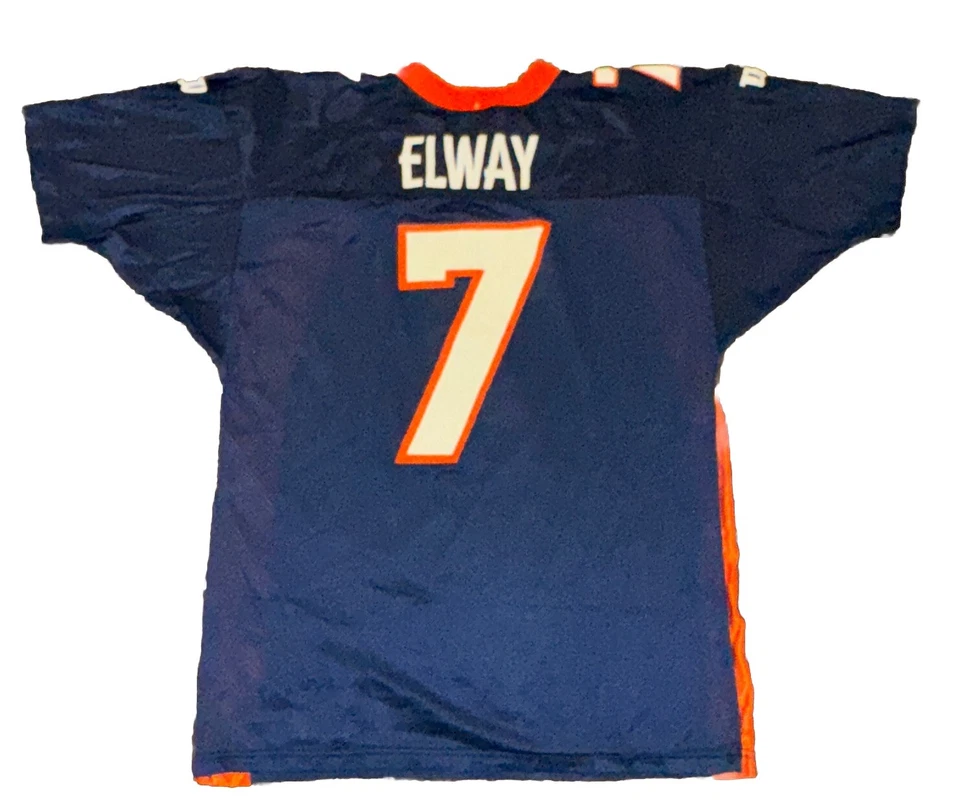 Camiseta deportiva John Elway de los Denver Broncos grande para hombre 46 azul Wilson vintage Foto 2 de 4