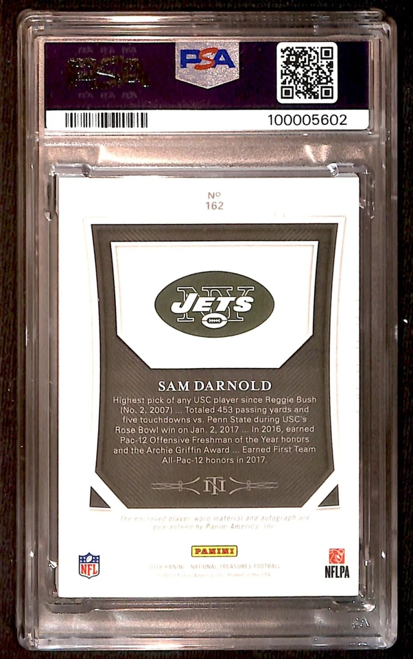 2018 National Treasures Rookie Auto RPA Midnight /20 Sam Darnold PSA 9 R6220J - Image 2 of 2