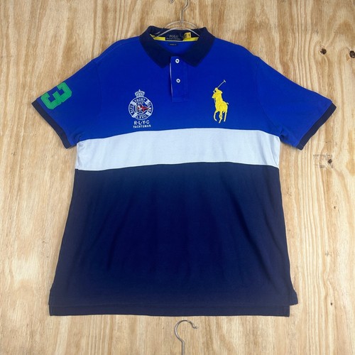 Polo Ralph Lauren RLYC Yachtsman Club Collared Polo Shirt Mens Size L Multicolor