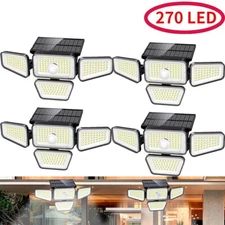 990000LM Solar Security Lights 4 Head Motion Sensor Lights Flood Light Lamp Wall