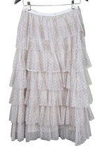 Altar'd State Playa Ruffled Midi Skirt S Champagne NWT Boho