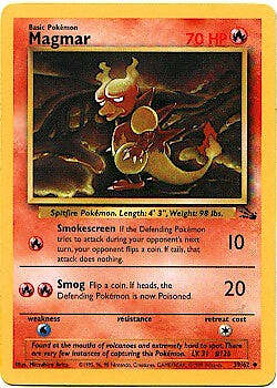Pokemon Fossil Card 39/62 Magmar UNLIMITED EDITION