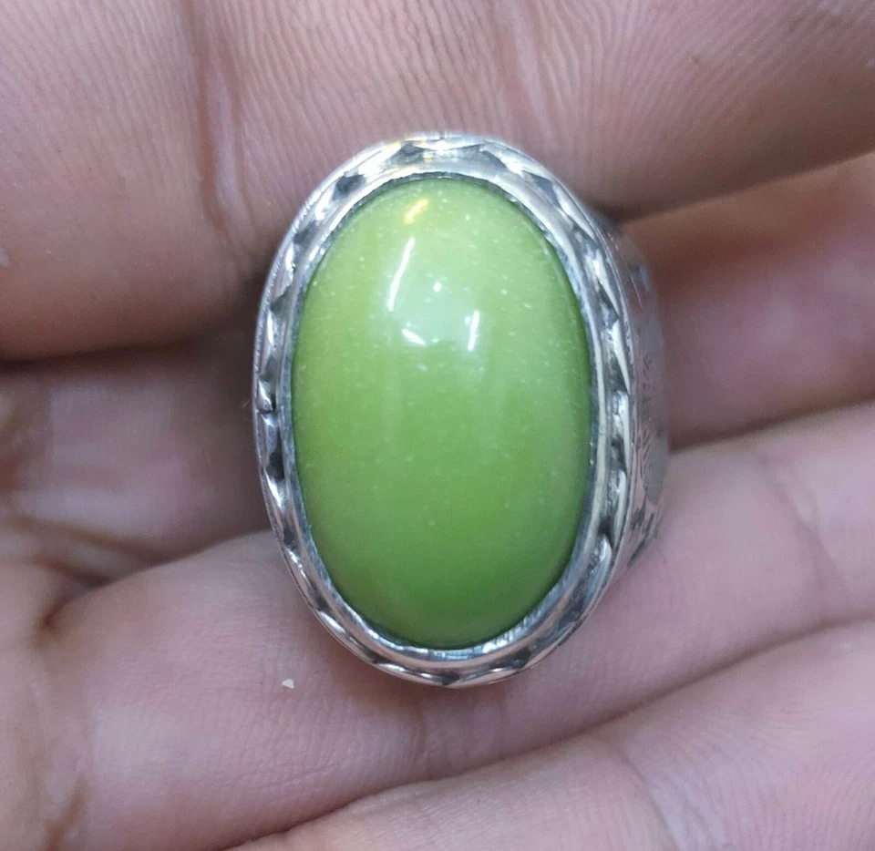 Anillo de plata 970 piedra de energía rara luminosa خاتم بحجر الطاقة الاصلي المضيئ Foto 3 de 4
