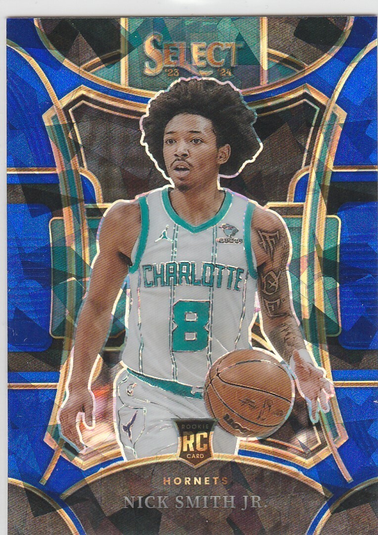 Nick Smith Jr MEZZANINE BLUE CRACKED ICE PRIZM 2023-24 Panini Select #310 Rookie