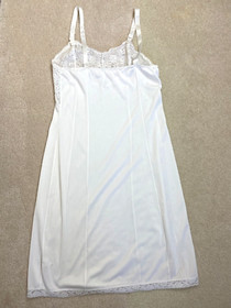 2 VTG Olga & Wandermaid 1980s Full Slip Black White Lace 34 A Antron Nylon