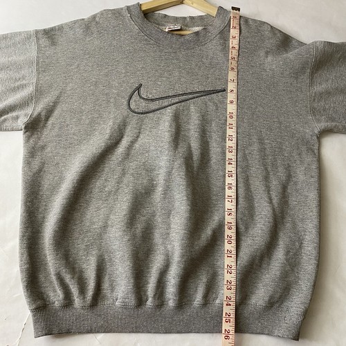 VTG 90's Nike Center Swoosh Spellout Distressed Sweatshirt Gray Tag Size Mens L - Picture 11 of 11