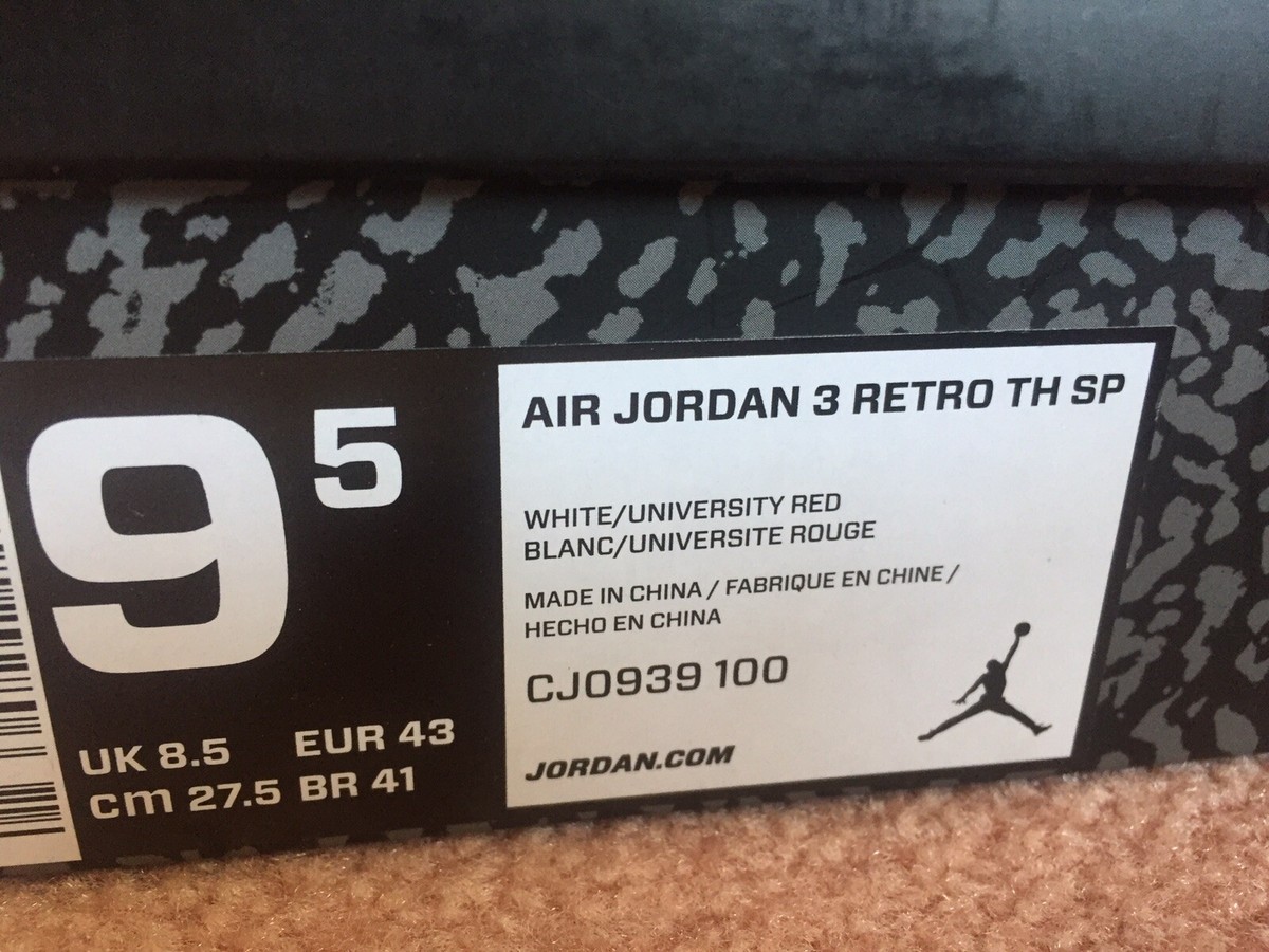 Nike Air Jordan Retro 3 TH SP Tinker Air Max White Red Cement