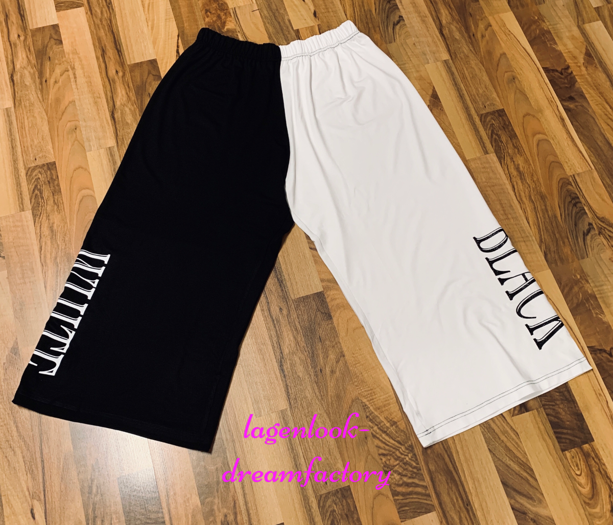 MYO-Lagenlook JERSEY-Marlenehose-Culotte 7/8 BLACK-WHITE PRINT 44 46 48