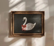 Christmas Swan Print, Moody Christmas Wall Art, Printable Christmas Art, Swan