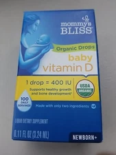 Mommy's Bliss Organic Baby Vitamin D Drops, .11 oz - 100 Servings - EXP 09/2026