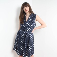 Chaps Womens Polka Dot Patterned Cocktail Dress - Blue - Size 16 (C8)
