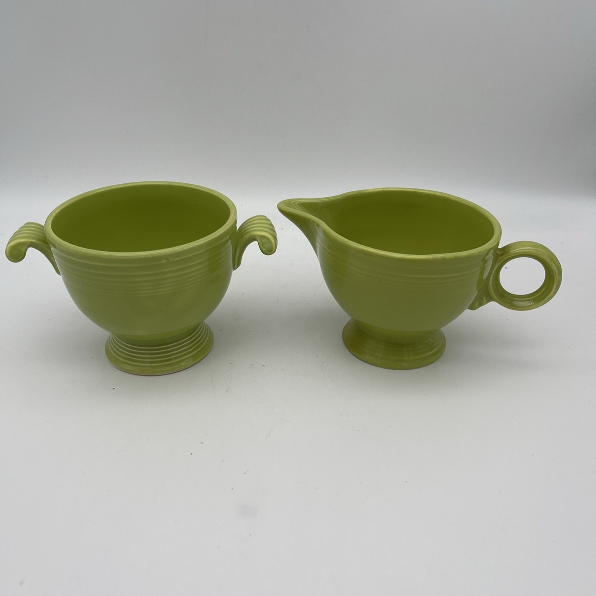 Fiestaware Vintage Chartreuse Cream And Sugar Bowl Set HLC WV USA 1950’s  Fiesta