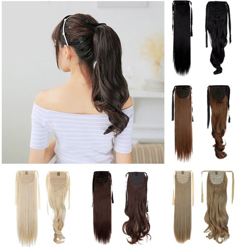 18''22'' Drawstring Ponytail Extension Tie Clip-in Synthet Hairpiece Binding SYF - Picture 4 of 21