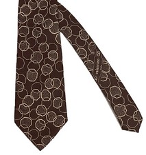Valentino Cravatte Tie Beige Brown Geometric 100 Silk Hand Made Italy 59  