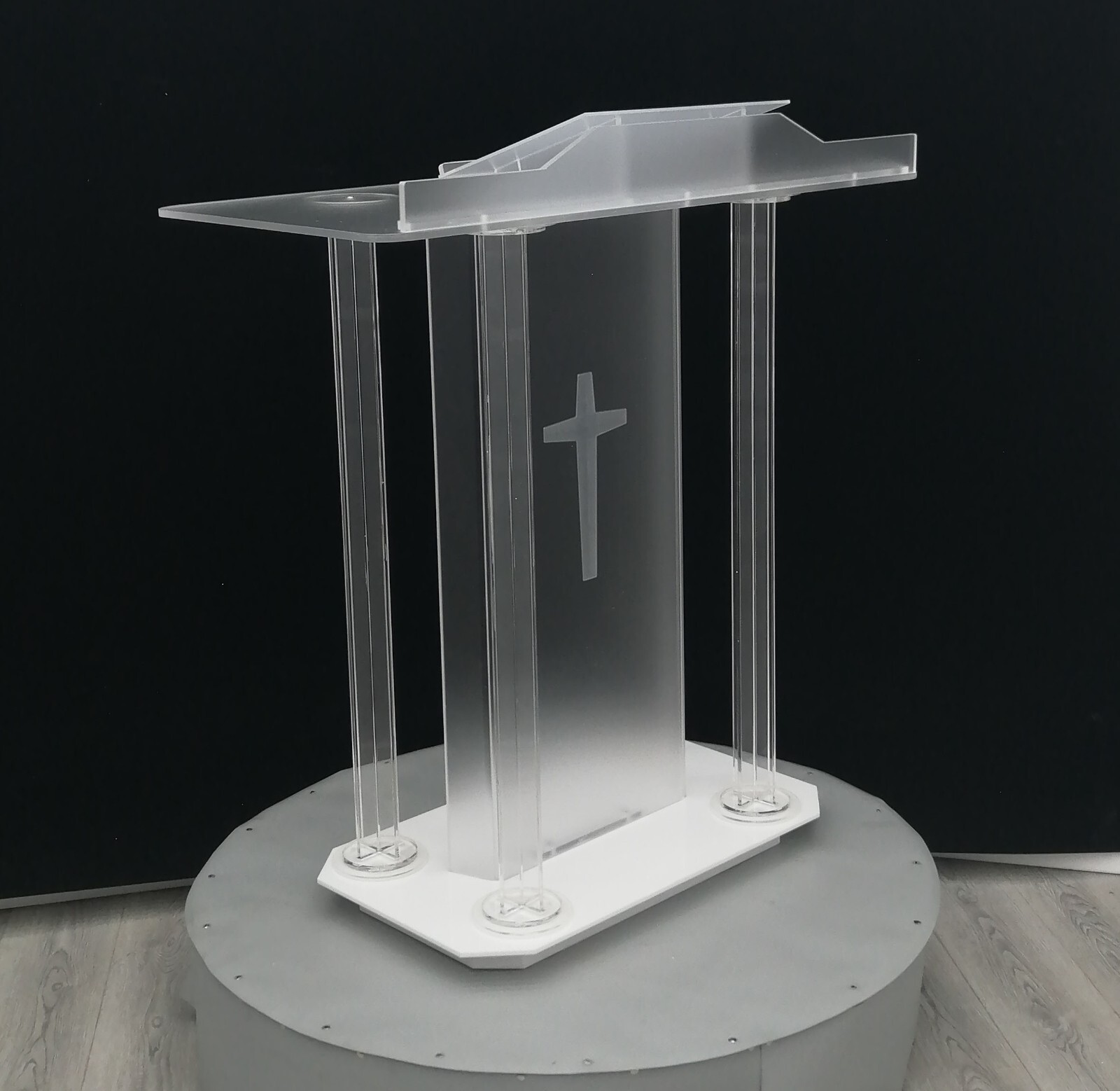 Church Sacramental Podium Clear Acrylic Lecture Stand Lectern Church Event Cross