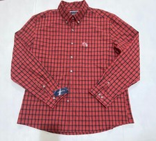 Club Room Mens Moral Slim Fit Plaid Performance Dress Shirt Red 17-17.5