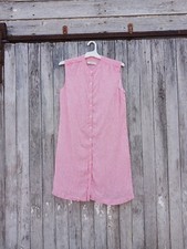 Loft Womens Sz M Red And White Pinstripe Knee Length  Button Front Shift Dress