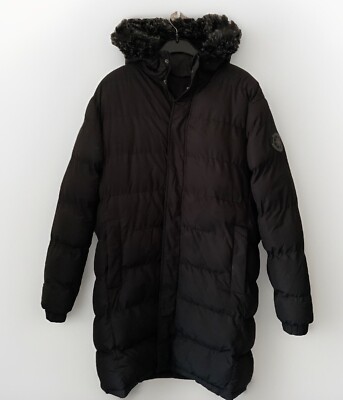 Brave Soul Black Winter Puffer Expedition Coat UK
