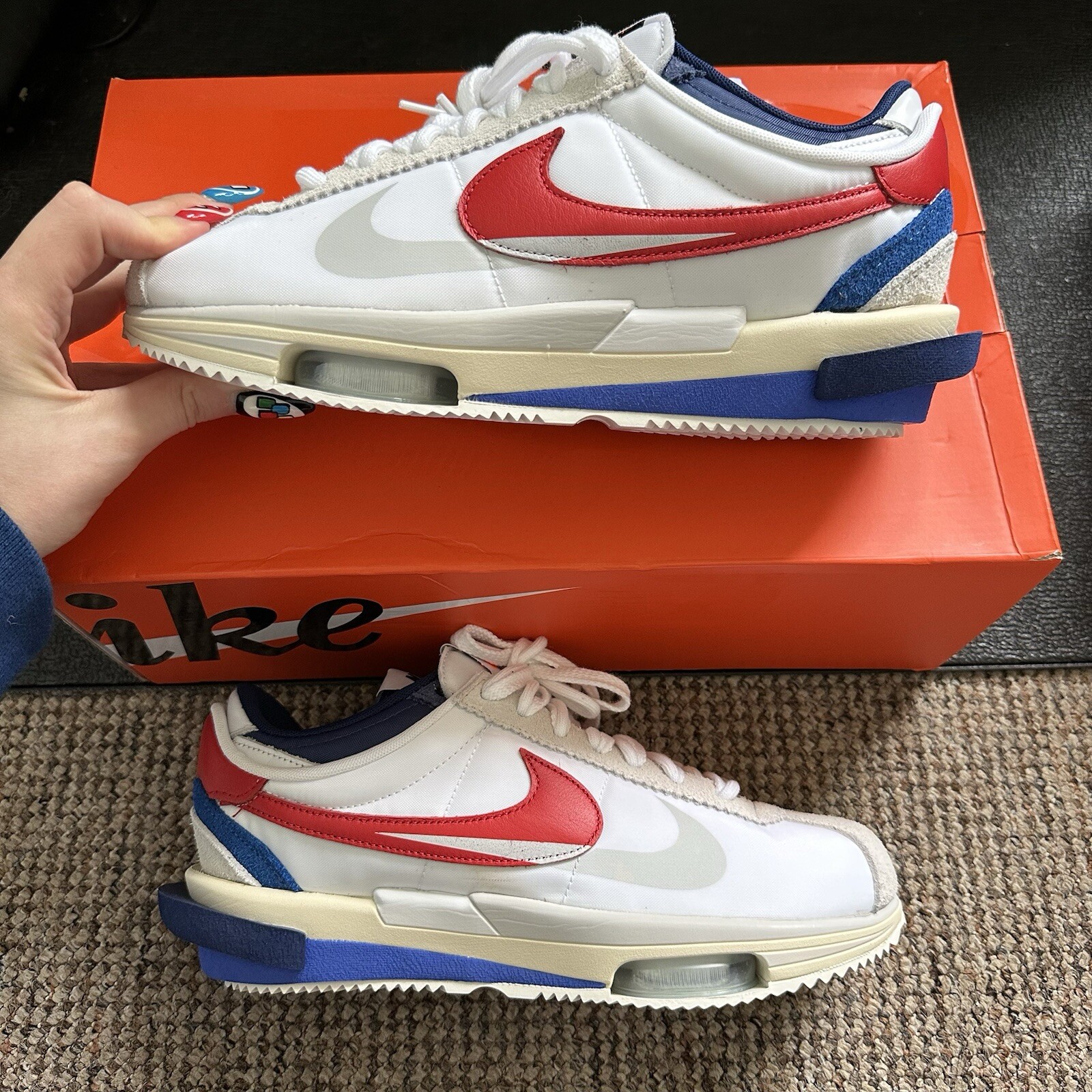 SACAI X NIKE Nike Cortez x Sacai bianche universitarie rosse blu taglia 8 5 UK 43 EU