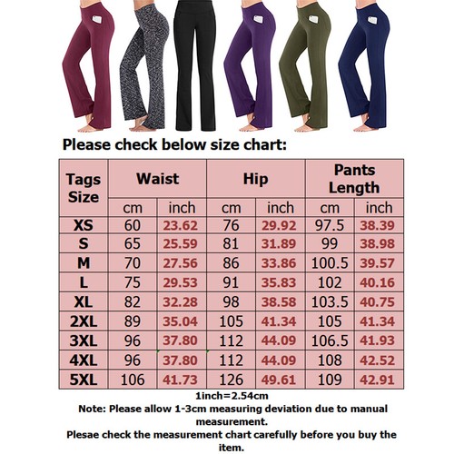 Women Yoga Pants Solid Color Leggings Ladies Workout Long High Waist Bottoms Gym - Picture 2 of 2