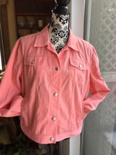 Vtg Chaps Denim Women’s Jacket Color Pink Size Xl Long Sleeve Metal Bottom Dawn