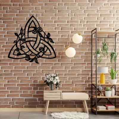 Keltischer Knoten Blumen Metall Schwarz Wand Fenster Bild Deko Wikinger Schild